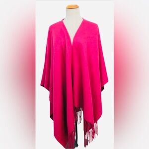 Portolano Vibrant Magenta Poncho - 100% LambsWool